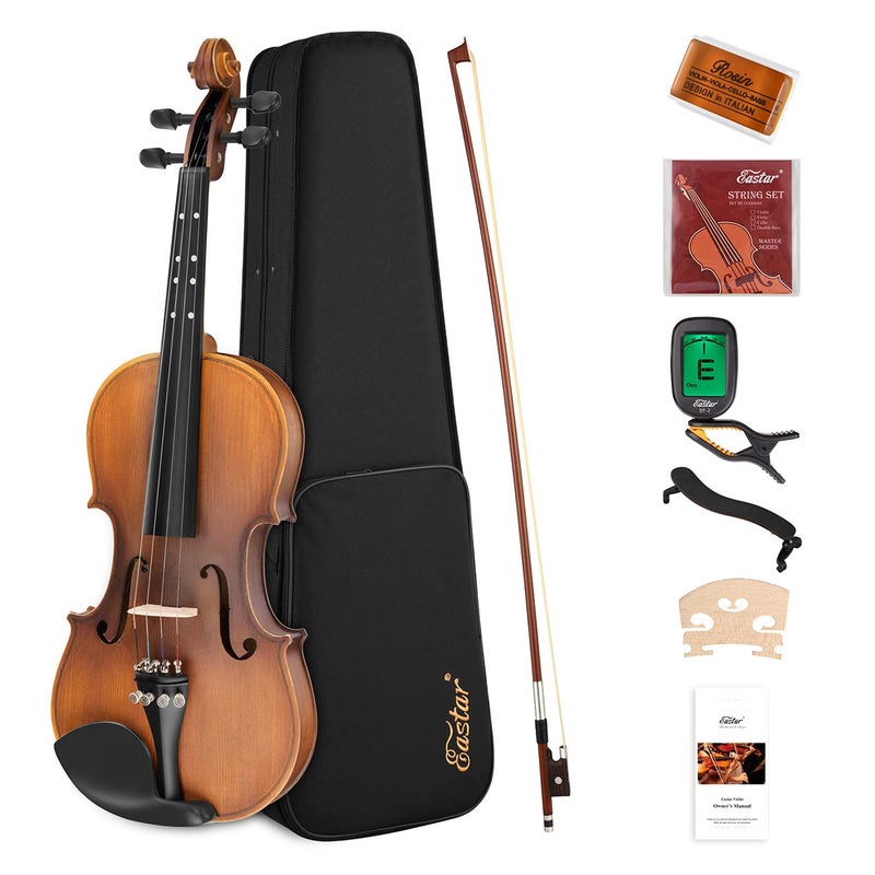 Eastar 1/2 Violin Set Half Size Fiddle EVA-3 Matte for Beginners with Hard Case, Rosin, Shoulder Rest, Bow, and Extra Strings (Imprinted Finger Guide on Fingerboard) - Image 1